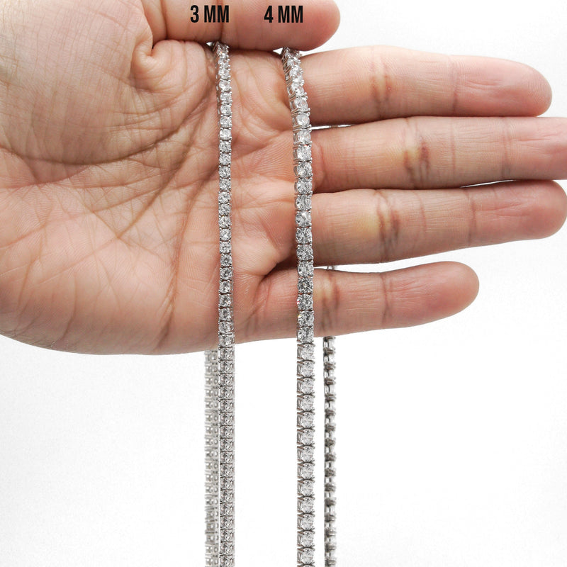Silver Chain - Mens White Tennis Chain / Necklace