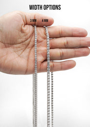 Silver Chain - Mens White Tennis Chain / Necklace