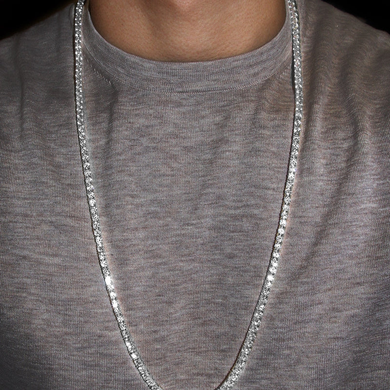 White Gold Plated Mens Tennis Chain
