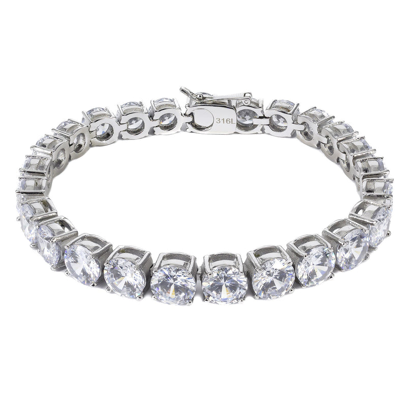 White Gold Plated Mens Tennis Bracelet