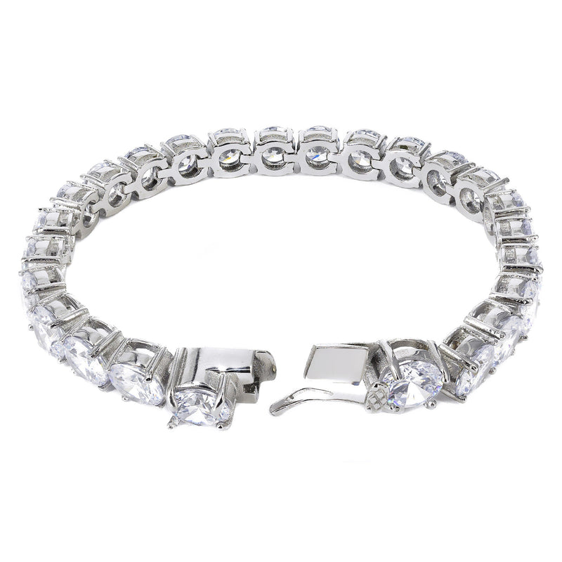 White Gold Plated Mens Tennis Bracelet