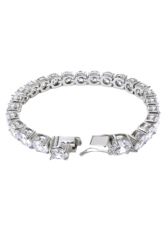 White Gold Plated Mens Tennis Bracelet