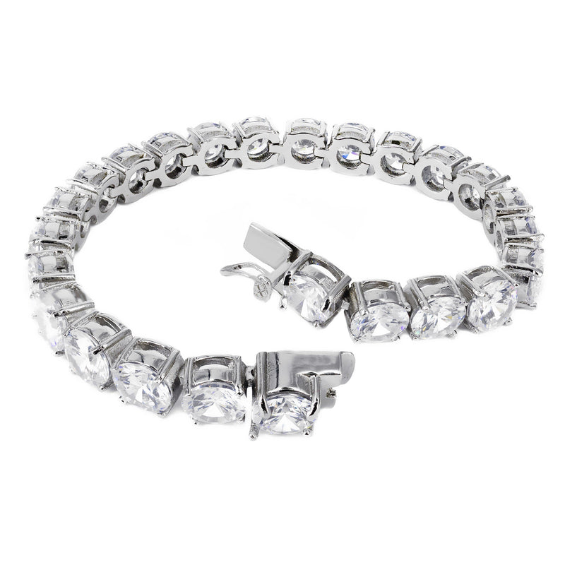 White Gold Plated Mens Tennis Bracelet
