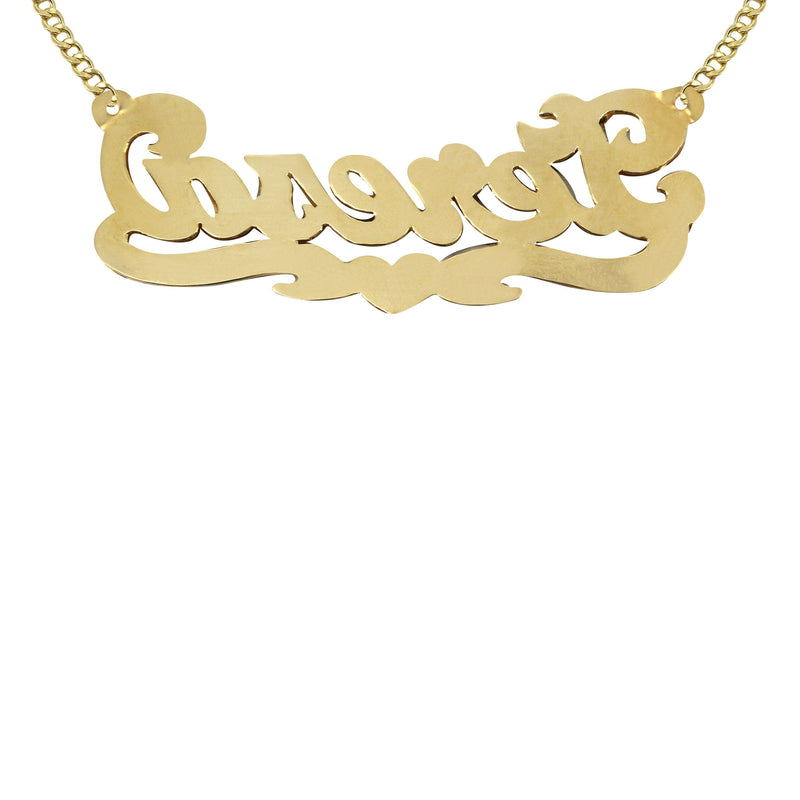 14K Gold  Diamond Cut with Diamonds Name Plate Necklace | Style #19