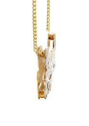 14K Gold  Diamond Cut with Diamonds Name Plate Necklace | Style #19