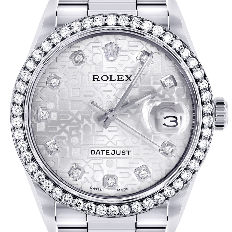 Diamond Mens  Rolex Datejust Watch 16200 | 36 MM | Diamond Rolex Textured Dial | Oyster Band