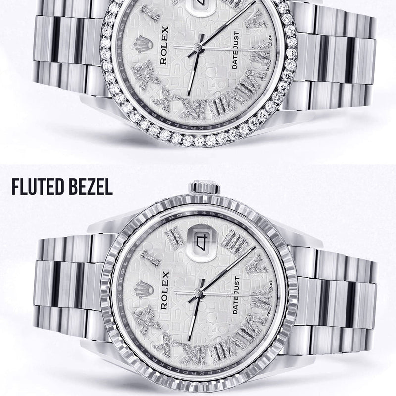 Diamond Mens  Rolex Datejust Watch 16200 | 36 MM | Diamond Rolex Textured Dial | Oyster Band