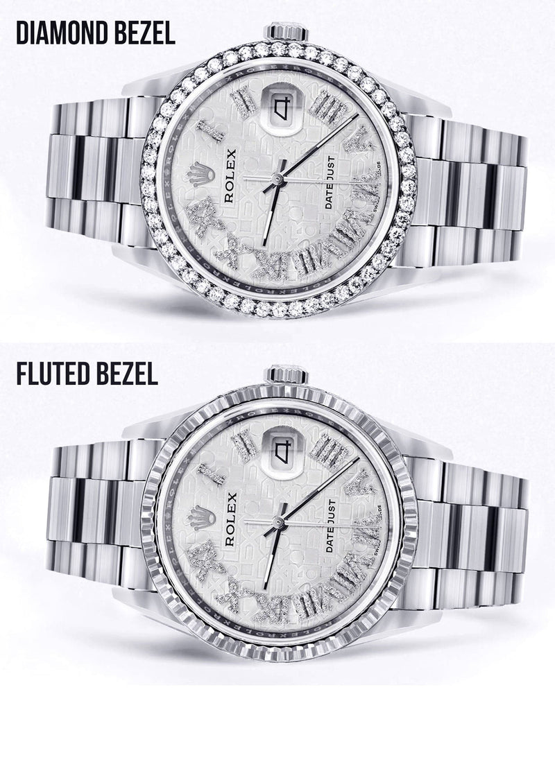 Diamond Mens  Rolex Datejust Watch 16200 | 36 MM | Diamond Rolex Textured Dial | Oyster Band