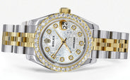Womens Diamond Gold Hidden Clasp Rolex Watch | 1 Carat Bezel | 26Mm | Texture Dial | Jubilee Band | Model 179173