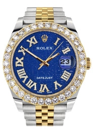 Rolex Datejust 41 Watch | 41 MM | 18K Yellow Gold & Stainless Steel | Custom Blue Texture Roman Dial | Jubilee Band