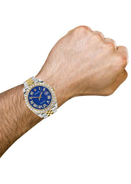 Rolex Datejust 41 Watch | 41 MM | 18K Yellow Gold & Stainless Steel | Custom Blue Texture Roman Dial | Jubilee Band