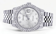 Mens Rolex Datejust Watch 16200 | 36Mm | White Texture Dial | Two Row 4.25 Carat Bezel | Jubilee Band