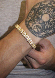 Gold Plated Iced Out Square Cluster Bracelet