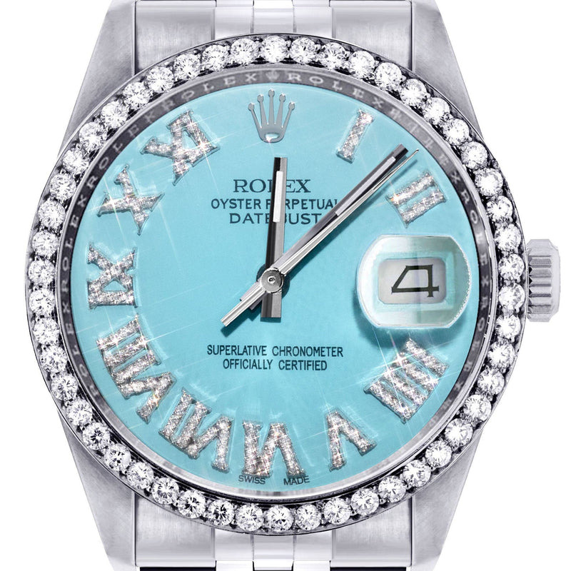 Mens Rolex Datejust Watch 16200 | 36Mm | Tiffany Blue Roman Numeral Dial | Jubilee Band