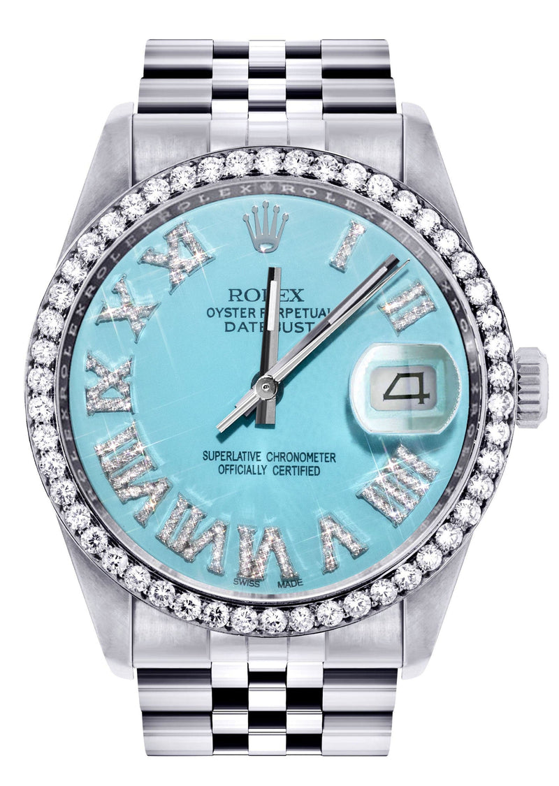 Mens Rolex Datejust Watch 16200 | 36Mm | Tiffany Blue Roman Numeral Dial | Jubilee Band