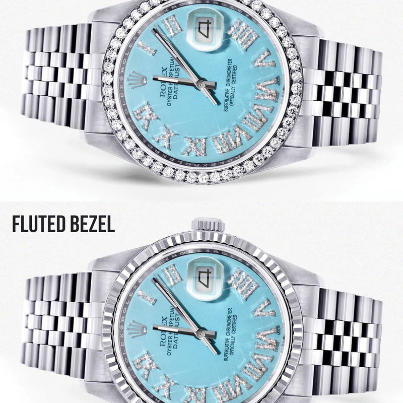 Mens Rolex Datejust Watch 16200 | 36Mm | Tiffany Blue Roman Numeral Dial | Jubilee Band