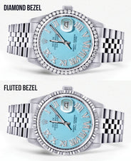 Mens Rolex Datejust Watch 16200 | 36Mm | Tiffany Blue Roman Numeral Dial | Jubilee Band