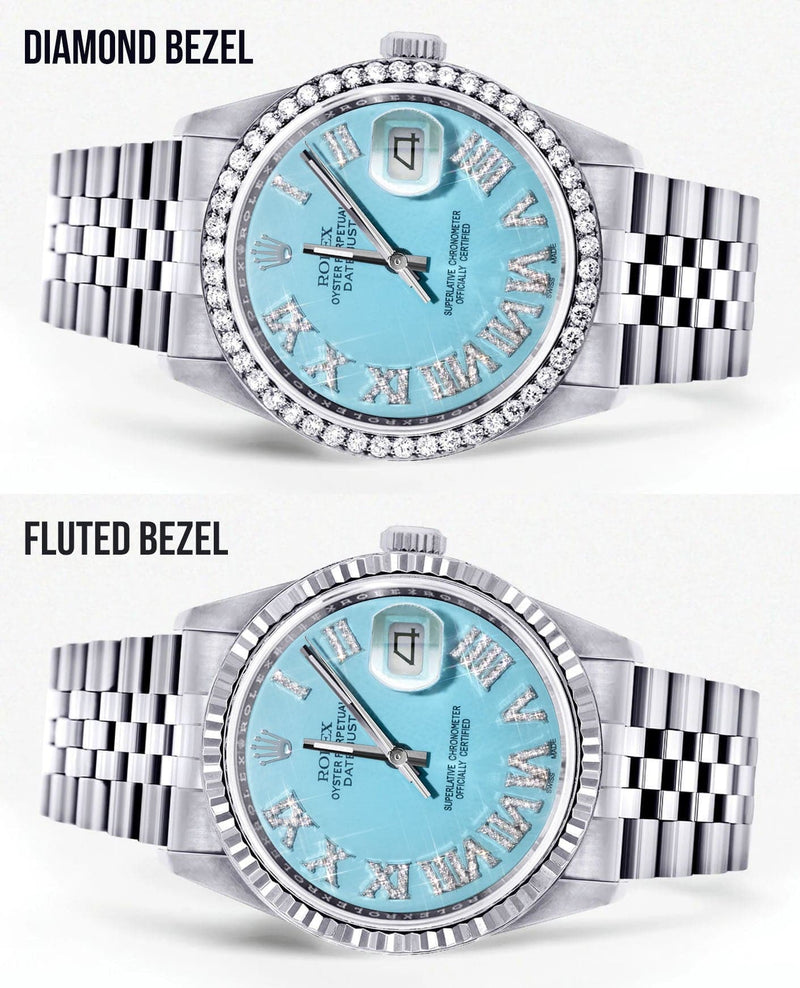 Mens Rolex Datejust Watch 16200 | 36Mm | Tiffany Blue Roman Numeral Dial | Jubilee Band