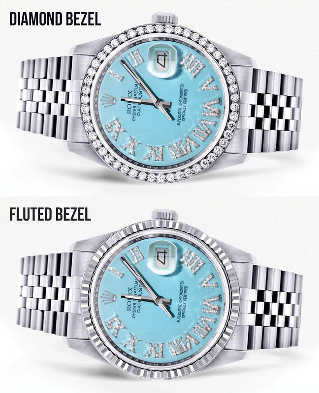 Mens Rolex Datejust Watch 16200 | 36Mm | Tiffany Blue Roman Numeral Dial | Jubilee Band