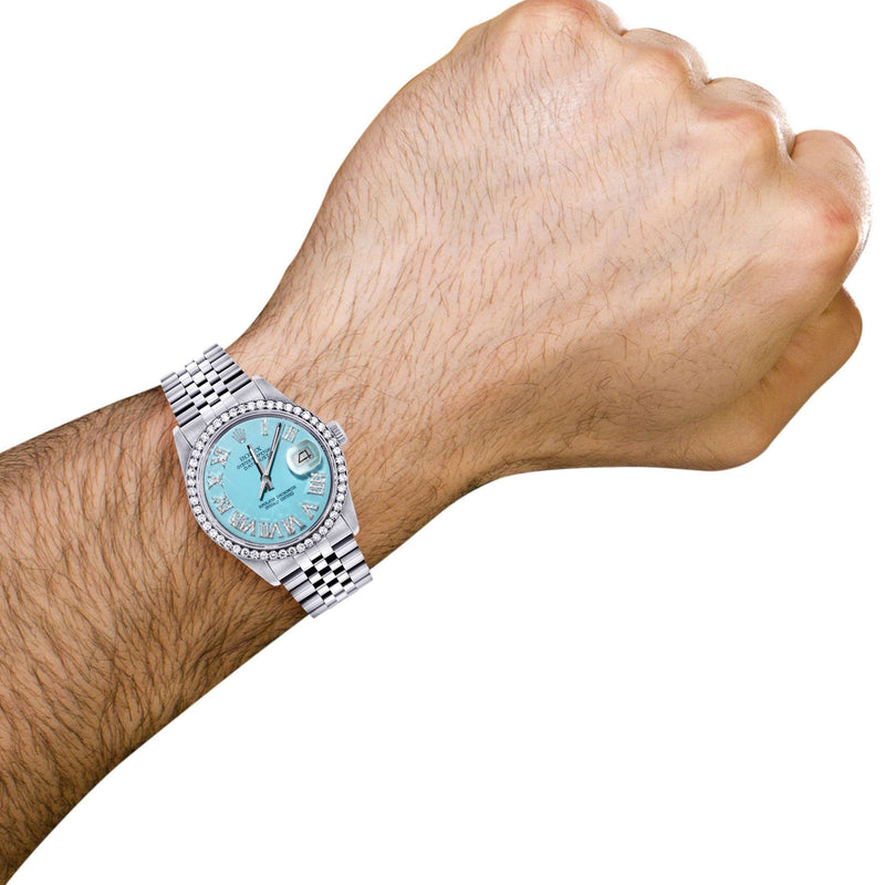Mens Rolex Datejust Watch 16200 | 36Mm | Tiffany Blue Roman Numeral Dial | Jubilee Band