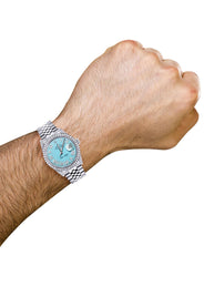 Mens Rolex Datejust Watch 16200 | 36Mm | Tiffany Blue Roman Numeral Dial | Jubilee Band
