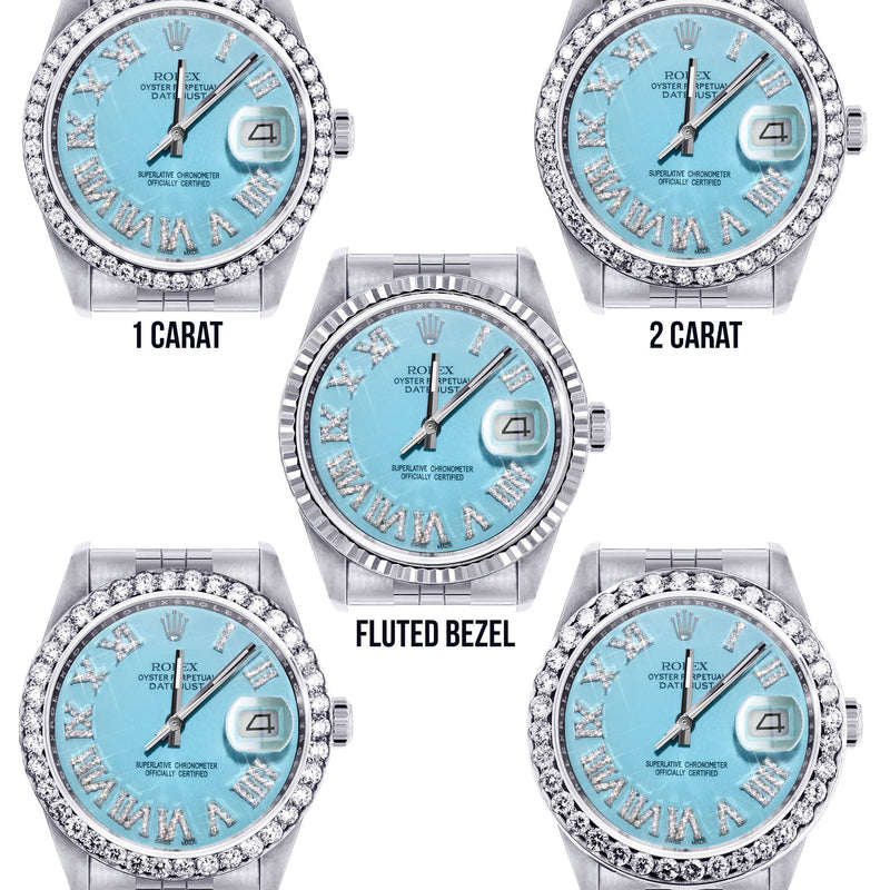 Mens Rolex Datejust Watch 16200 | 36Mm | Tiffany Blue Roman Numeral Dial | Jubilee Band