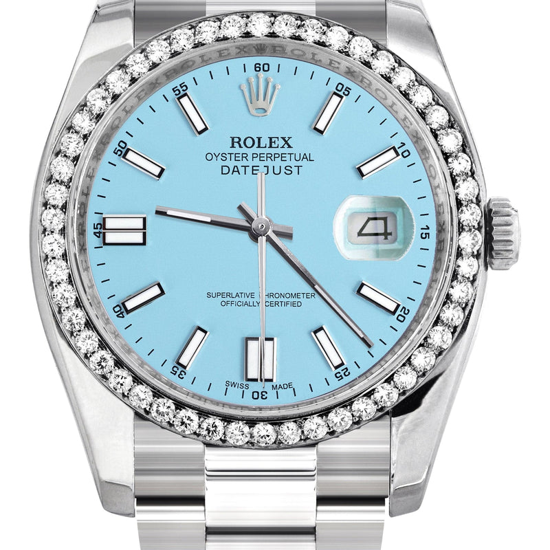 116200 | Rolex Datejust Watch | 36Mm | Tiffany Blue Stick Dial | Oyster Band