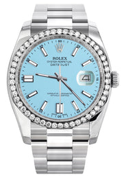 116200 | Rolex Datejust Watch | 36Mm | Tiffany Blue Stick Dial | Oyster Band