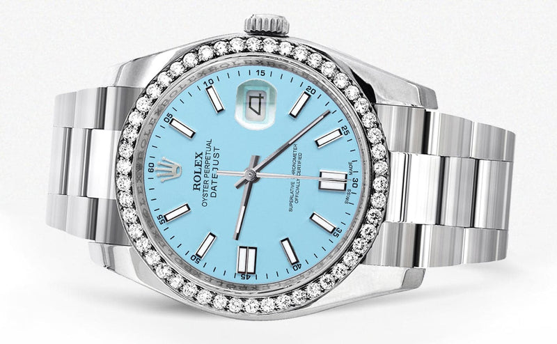 116200 | Rolex Datejust Watch | 36Mm | Tiffany Blue Stick Dial | Oyster Band