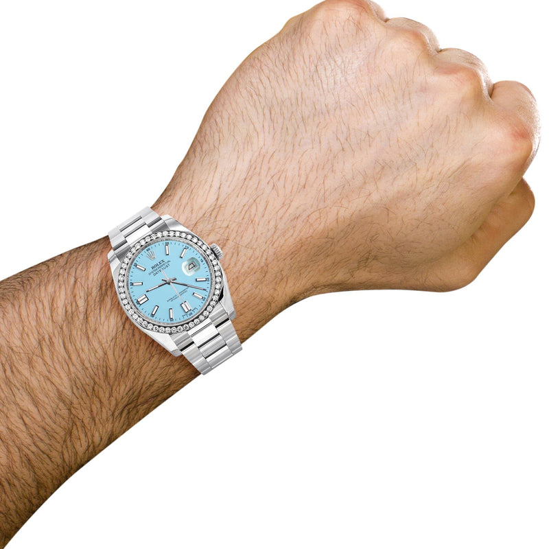 116200 | Rolex Datejust Watch | 36Mm | Tiffany Blue Stick Dial | Oyster Band