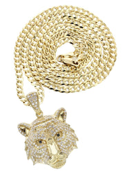 10K Yellow Gold Tiger Head Necklace | Appx. 28.3 Grams