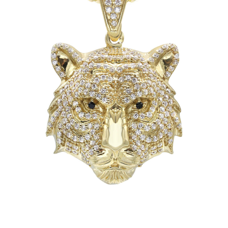 10K Yellow Gold Tiger Head Necklace | Appx. 28.3 Grams