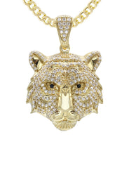 10K Yellow Gold Tiger Head Necklace | Appx. 28.3 Grams