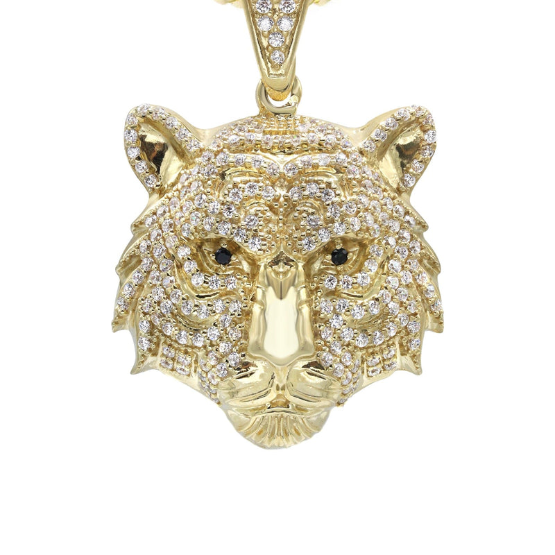 10K Yellow Gold Tiger Head Necklace | Appx. 28.3 Grams