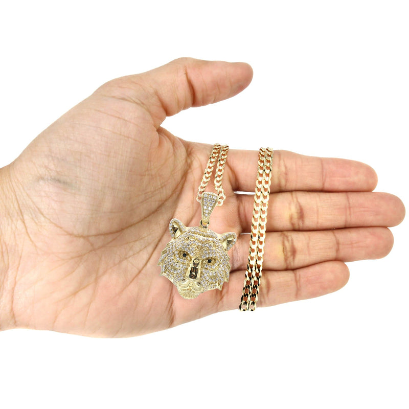 10K Yellow Gold Tiger Head Necklace | Appx. 28.3 Grams