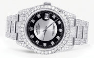 Iced Out Rolex Datejust 36 MM | Stainless Steel | 16.5 Carats of Diamonds | Tuxedo Diamond Dial | Oyster Band | Model 116200