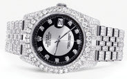 Iced Out Rolex Datejust 36 MM | Stainless Steel | 16.5 Carats of Diamonds | Tuxedo Diamond Dial | Jubilee Band | Model 116200