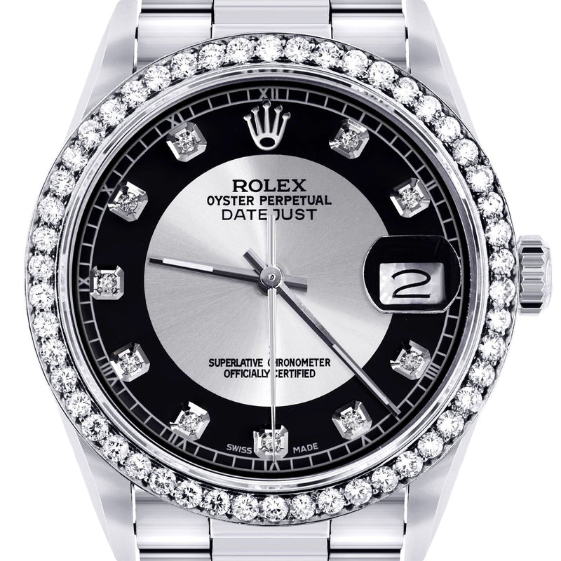Diamond Mens Rolex Datejust Watch 16200  | 36MM | Tuxedo Diamond Dial | Oyster Band