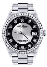 Diamond Mens Rolex Datejust Watch 16200  | 36MM | Tuxedo Diamond Dial | Oyster Band