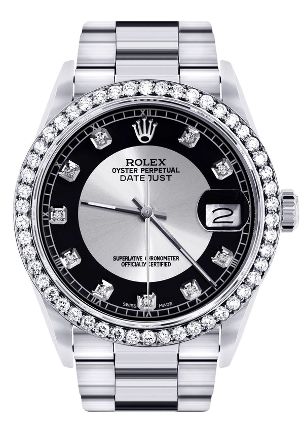 Diamond Mens Rolex Datejust Watch 16200  | 36MM | Tuxedo Diamond Dial | Oyster Band