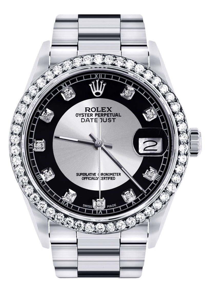 Diamond Mens Rolex Datejust Watch 16200  | 36MM | Tuxedo Diamond Dial | Oyster Band