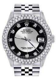 Mens Rolex Datejust Watch 16200 | 36Mm | Tuxedo Dial | Two Row 4.25 Carat Bezel | Jubilee Band