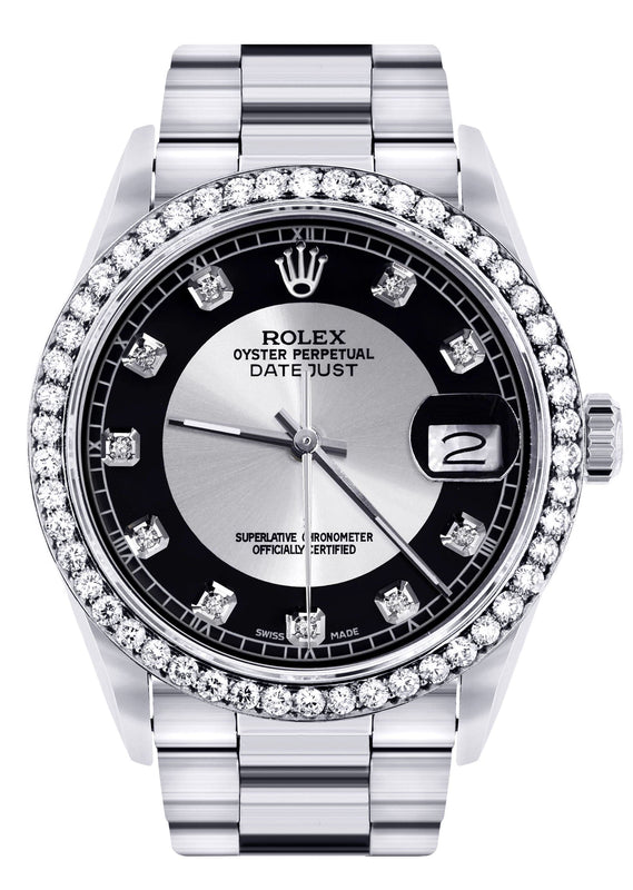 Diamond Mens Rolex Datejust Watch 16200  | 36MM | Tuxedo Diamond Dial | Oyster Band