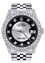 Womens Rolex Datejust Watch 16200 | 36Mm | Tuxedo Dial | Two Row 4.25 Carat Bezel | Jubilee Band