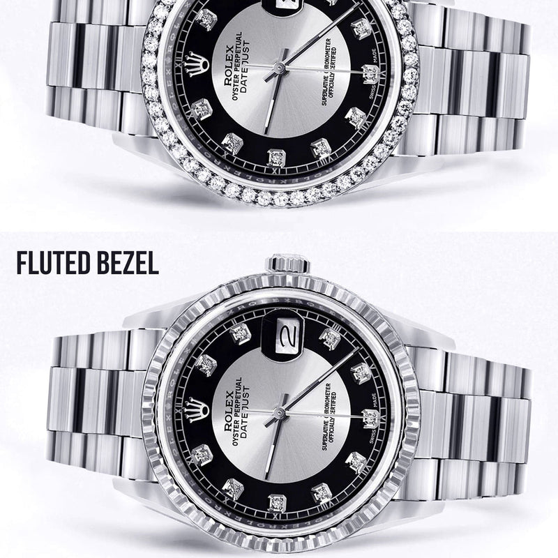 Diamond Mens Rolex Datejust Watch 16200  | 36MM | Tuxedo Diamond Dial | Oyster Band