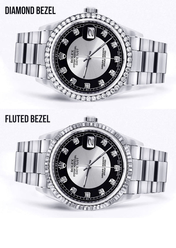 Diamond Mens Rolex Datejust Watch 16200  | 36MM | Tuxedo Diamond Dial | Oyster Band