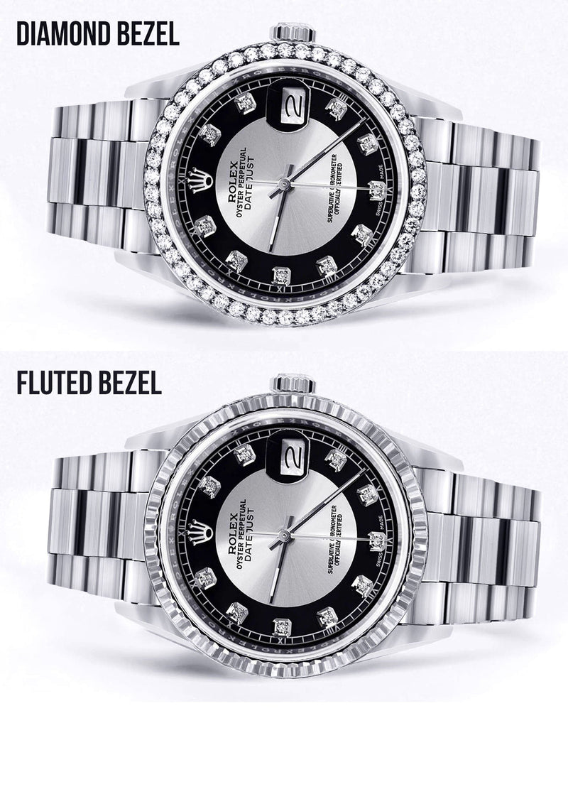 Diamond Mens Rolex Datejust Watch 16200  | 36MM | Tuxedo Diamond Dial | Oyster Band