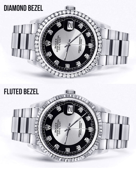 Diamond Mens Rolex Datejust Watch 16200  | 36MM | Tuxedo Diamond Dial | Oyster Band