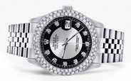 Womens Rolex Datejust Watch 16200 | 36Mm | Tuxedo Dial | Two Row 4.25 Carat Bezel | Jubilee Band