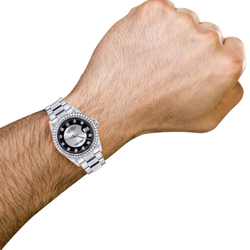 Diamond Mens Rolex Datejust Watch 16200  | 36MM | Tuxedo Diamond Dial | Oyster Band